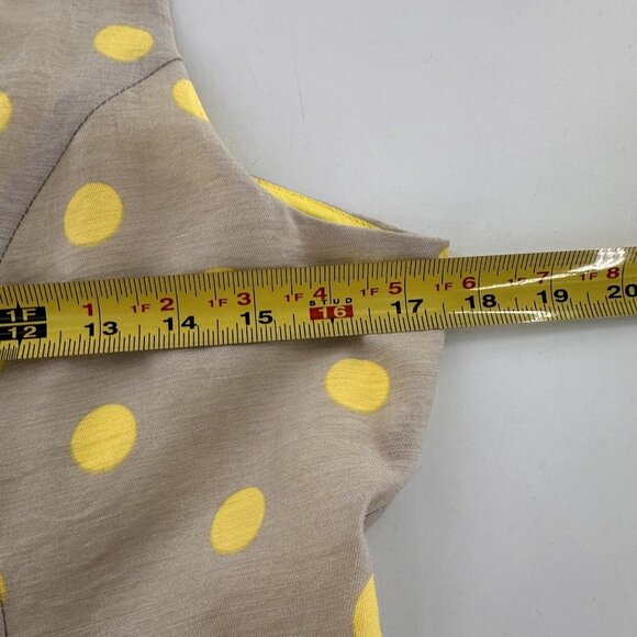 Yumi Yellow Polka Dot 8/10 L Sleeveless Fit & Flare Dress Viscose Linen Boho - Picture 5 of 15